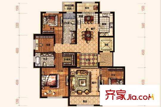 廊坊孔雀城大公館二期15#167平方米4居 4室2廳2衛(wèi)1廚