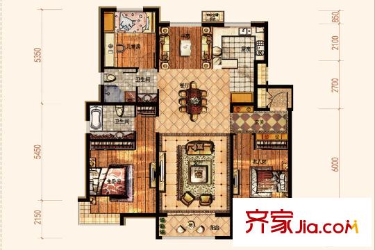 廊坊孔雀城大公館二期15-17#樓138平方米4居 4室2廳2衛(wèi)1廚