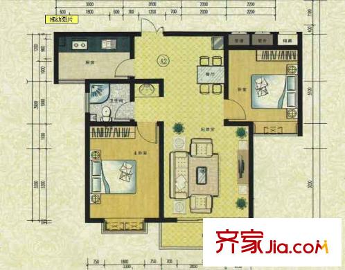 紫金華府戶型圖戶型圖 2室2廳1衛(wèi)1廚