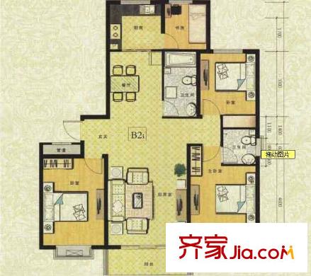 紫金華府戶型圖戶型圖 4室2廳1衛(wèi)1廚