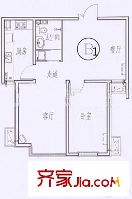 匯源名居9#B1戶型1居71.83平方 1室2廳1衛(wèi)1廚