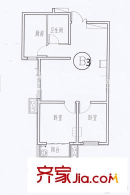 匯源名居6號(hào)樓03戶型79.49平米 2室2廳1衛(wèi)1廚