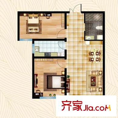 德榮?帝景17號樓89平兩居 2室2廳1衛(wèi)1廚