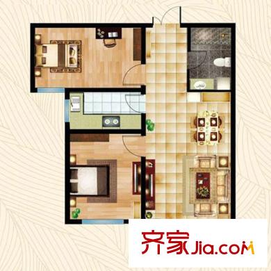 德榮?帝景18號樓87平兩居 2室2廳1衛(wèi)1廚