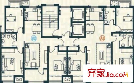 豪邸坊A戶型平面圖 3室2廳2衛(wèi)1廚