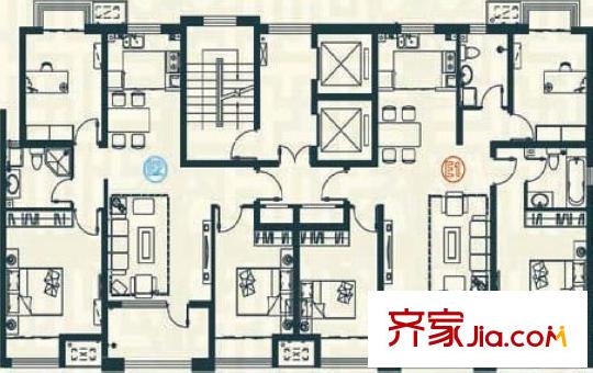 豪邸坊E戶(hù)型平面圖 3室2廳2衛(wèi)1廚
