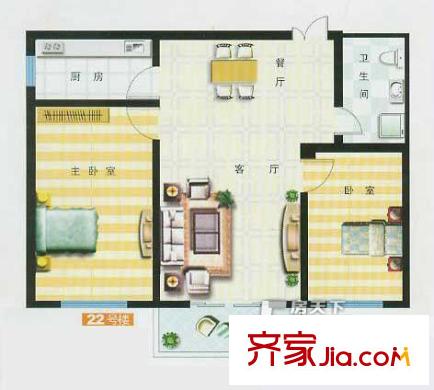 吉祥小區(qū)戶型圖戶型圖 2室2廳1衛(wèi)1廚