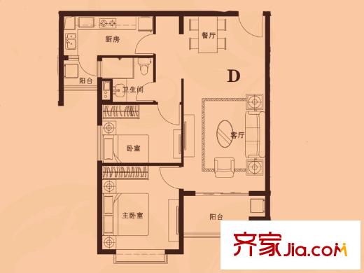 恒大翡翠華庭10#12#95平兩居 2室2廳1衛(wèi)1廚