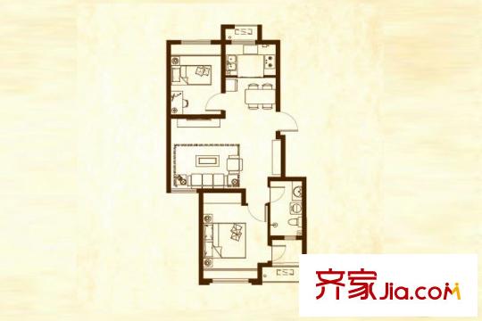 塞納榮府小高層3#A1戶型72.51平方米2居 2室2廳1衛(wèi)1廚
