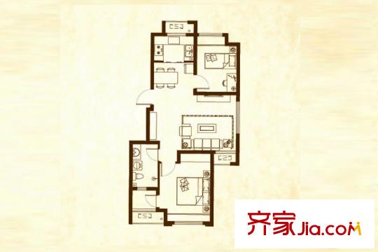 塞納榮府小高層3#A5戶型72.51平方米2居 2室2廳1衛(wèi)1廚