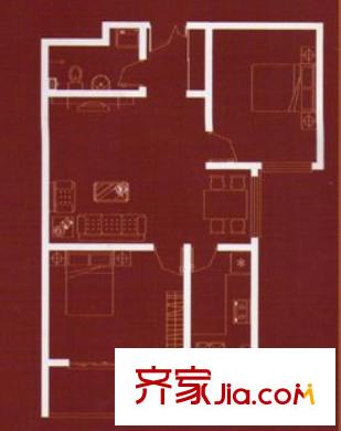 卓峰尚府A6戶型圖 2室1廳1衛(wèi)1廚
