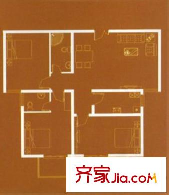 卓峰尚府B3戶型圖 2室1廳1衛(wèi)1廚