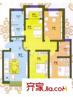 南國風(fēng)光標(biāo)準(zhǔn)層D戶型 3室2廳2衛(wèi)1廚