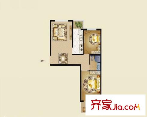 名仕公館A戶型圖 2室2廳1衛(wèi)1廚