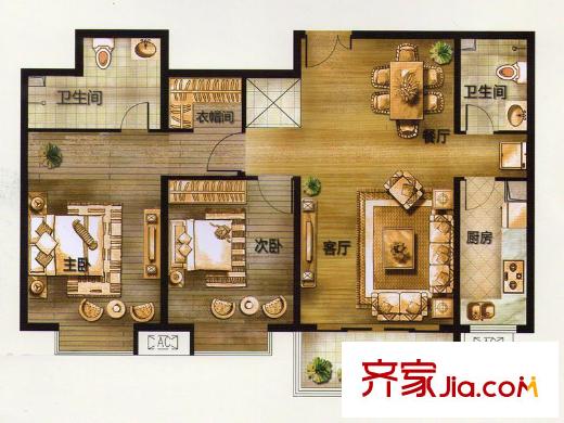 安居東城H-4戶型 2室2廳1衛(wèi)1廚