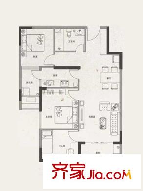 安居綠樹林楓風(fēng)雅合麗A2戶型 3室2廳1衛(wèi)1廚
