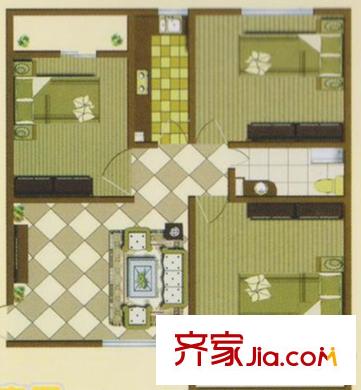 錦江花園5#6#戶型 3室1廳1衛(wèi)1廚