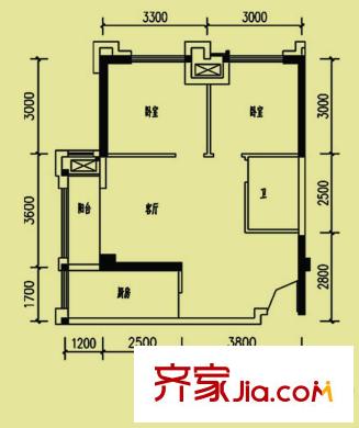 龍旺伯樂佳園B1 精致兩居戶型  2室1廳1衛(wèi)1廚
