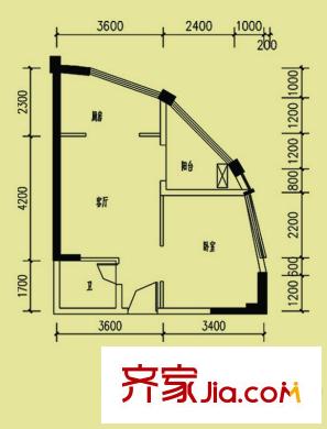 龍旺伯樂佳園A4 精致一居 1室1廳1衛(wèi)1廚