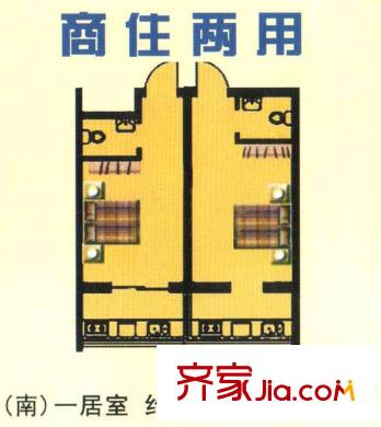 萬(wàn)豪公寓（南）標(biāo)準(zhǔn)層A戶(hù)型 1室1衛(wèi)1廚
