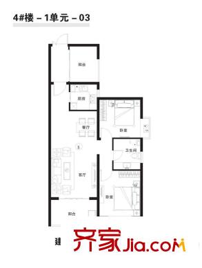 濱江首府4#1單元03室 2室2廳1衛(wèi)1廚