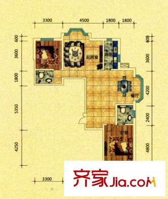 紅大明珠3#樓S戶型 2室2廳2衛(wèi)1廚