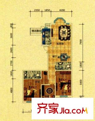 紅大明珠1#樓E戶型 3室2廳2衛(wèi)1廚