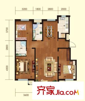 星光江城5、6、11、12、15、16、23號樓時尚名居戶型 3室2廳2衛(wèi)1廚