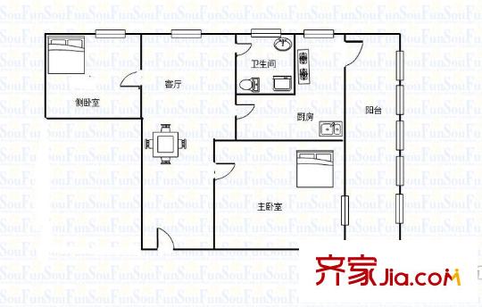 造紙廠住宅兩室戶型圖