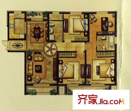 證大山水國際戶型圖 3室2廳2衛(wèi)