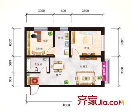 青云尚筑1號樓標(biāo)準(zhǔn)層A-2戶型71.9 2室2廳1衛(wèi)1廚