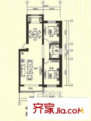 正業(yè)嘉園戶型圖華匯花園 2室2廳1衛(wèi)1廚