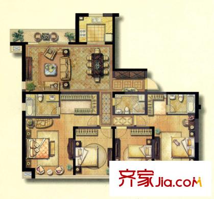 證大山水國際K戶型 4室2廳2衛(wèi)1廚