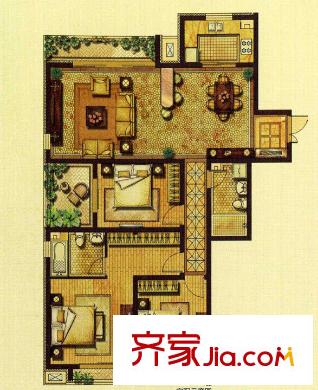證大山水國際戶型圖 3室2廳2衛(wèi)
