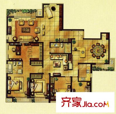 證大山水國際戶型圖 4室3廳2衛(wèi)