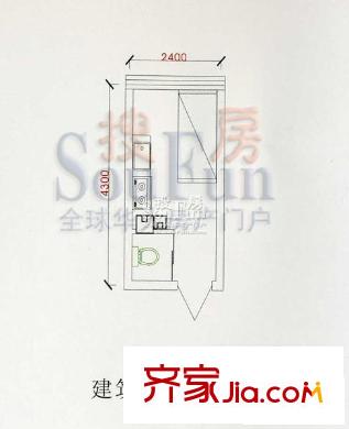 中央億品戶型圖自由度國際青年公寓 1室1廳1衛(wèi)1廚