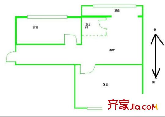 民主小區(qū) 2室 戶型圖