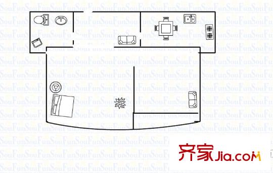 塑料廠住宅樓戶型圖塑料住宅樓 1室1廳1衛(wèi)1廚