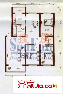 華天風尚小鎮(zhèn)戶型圖3 3室2廳2衛(wèi)1廚