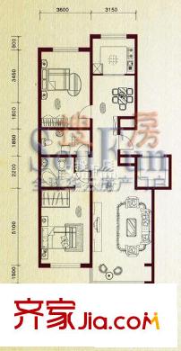 瀚邦文苑戶型圖戶型圖 2室2廳2衛(wèi)1廚