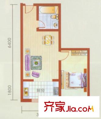 江華麗景戶型圖F5戶型圖 1室1廳1衛(wèi)