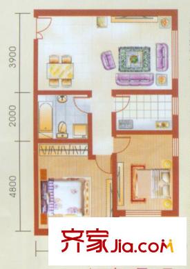 江華麗景戶型圖F7戶型圖 2室2廳1衛(wèi)