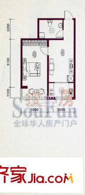 瀚邦文苑戶型圖戶型圖 1室1廳1衛(wèi)1廚