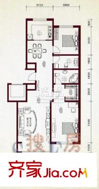 瀚邦文苑戶型圖戶型圖 2室2廳2衛(wèi)1廚