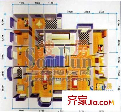 建豐馨苑戶型圖四室兩廳 4室2廳2衛(wèi)1廚