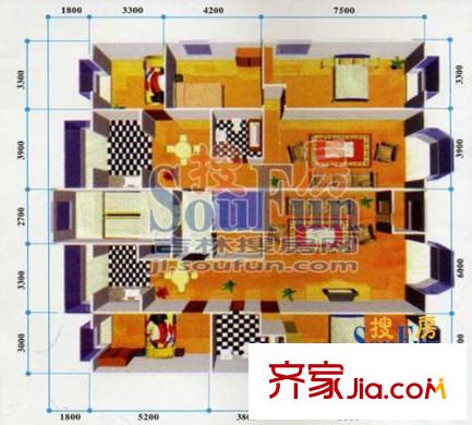 建豐馨苑戶型圖三室兩廳 3室2廳2衛(wèi)1廚