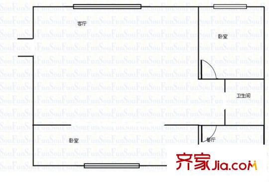光華路付1號樓兩室戶型圖