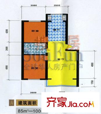 金豐紫馨花園兩室戶型圖85--100平米