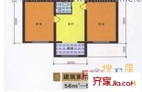 金豐紫馨花園戶型圖紫馨花園戶型圖56--59平米 2室1廳1衛(wèi)1廚