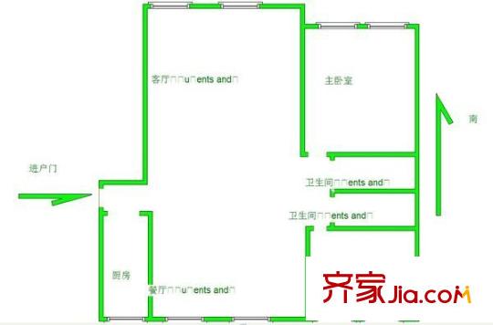 江南壹平方米 2室 戶型圖